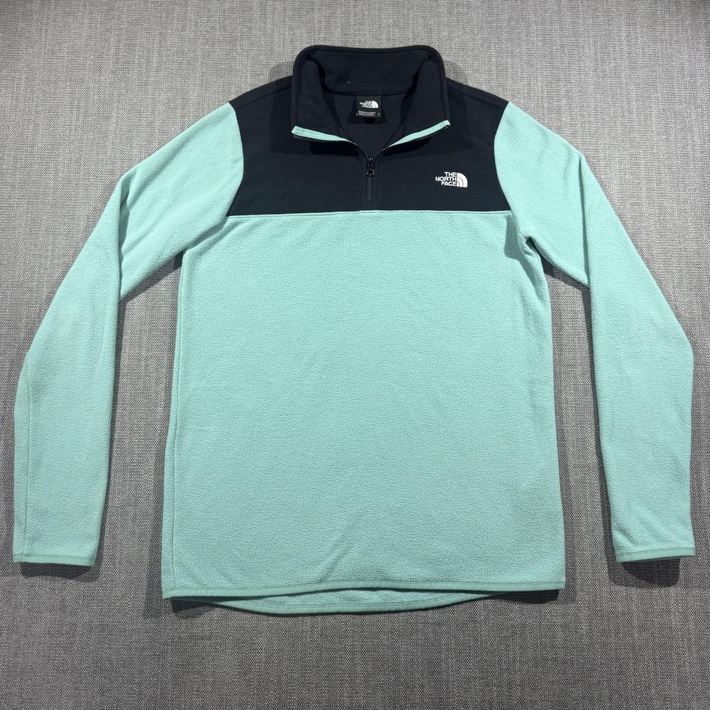 The North Face Sweatshirt Womens Small Green Fleece 1/4 Zip‎ Pullover Colorblock